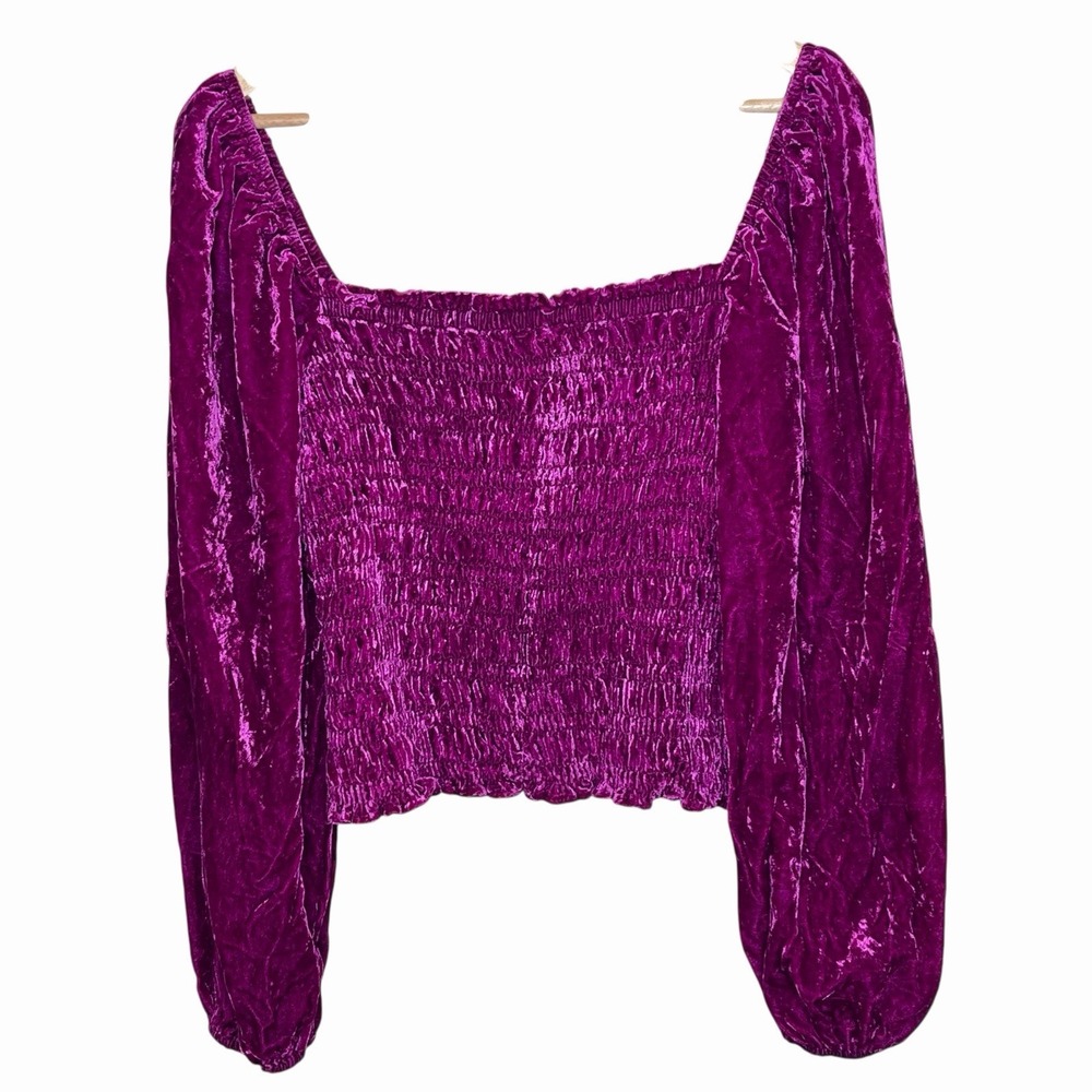 Anthropologie Crushed Velvet Top Fuchsia Womens L Regency Renfaire Princess Boho